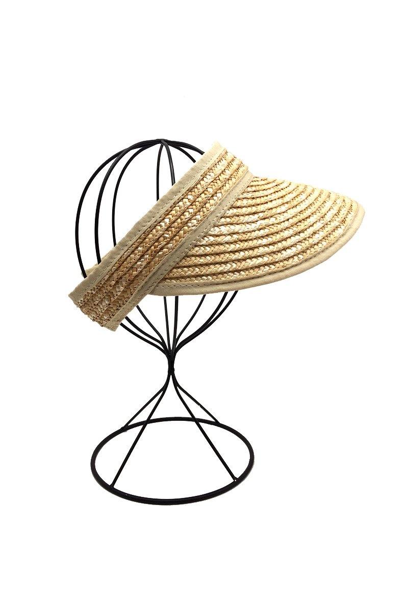 Cotton Trimmed Straw Visor - Natural - Flo & Joe