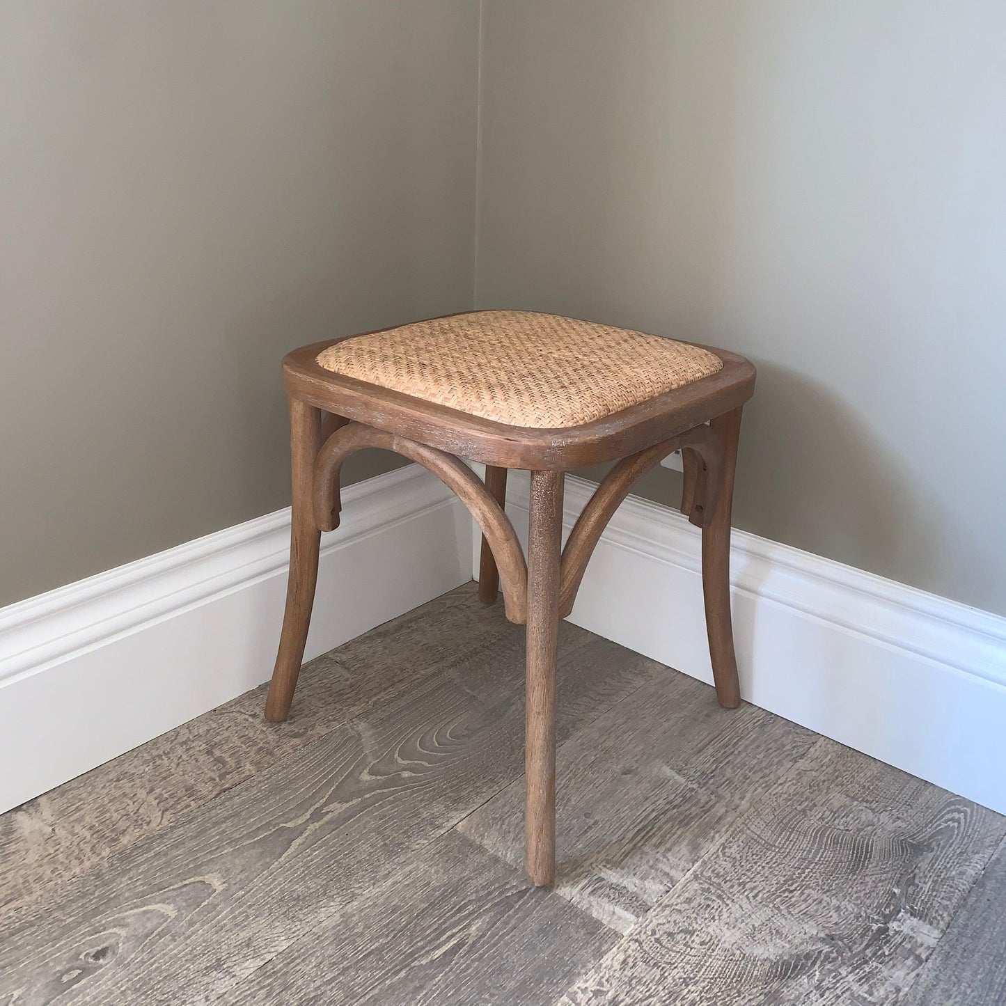 French Wicker Wooden Stool - Flo & Joe