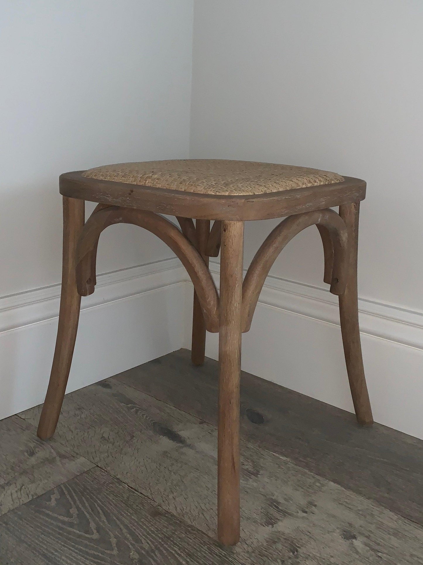 French Wicker Wooden Stool - Flo & Joe