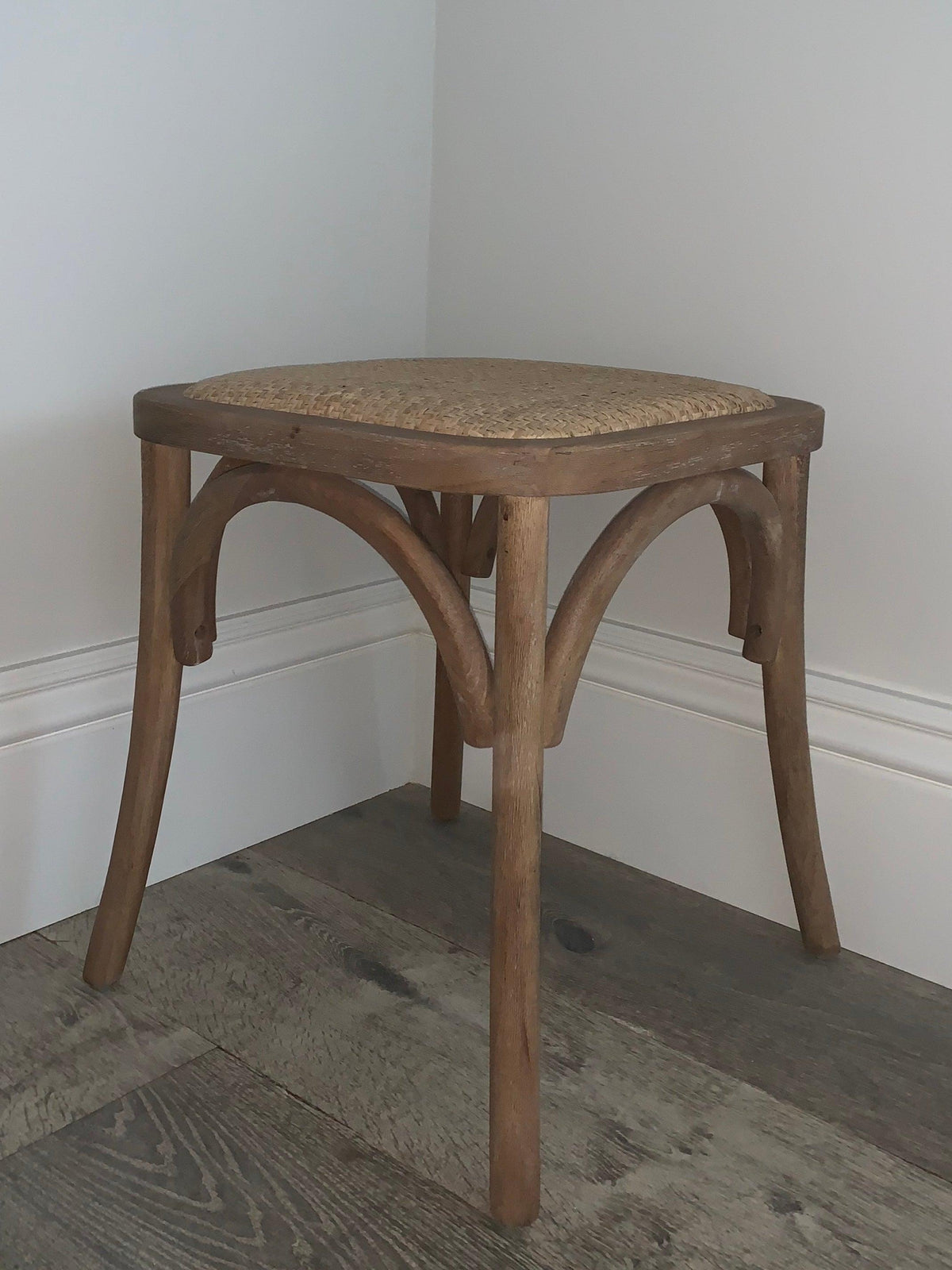 French wicker wooden stool flo & joe