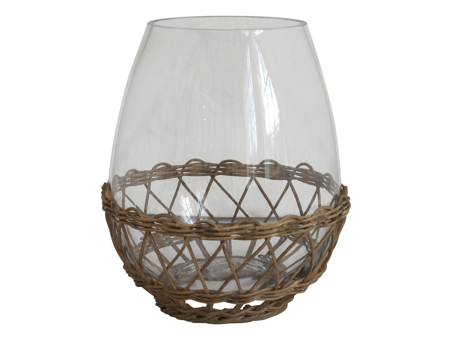 Glass & Wicker Hurricane Lantern - Large - Flo & Joe