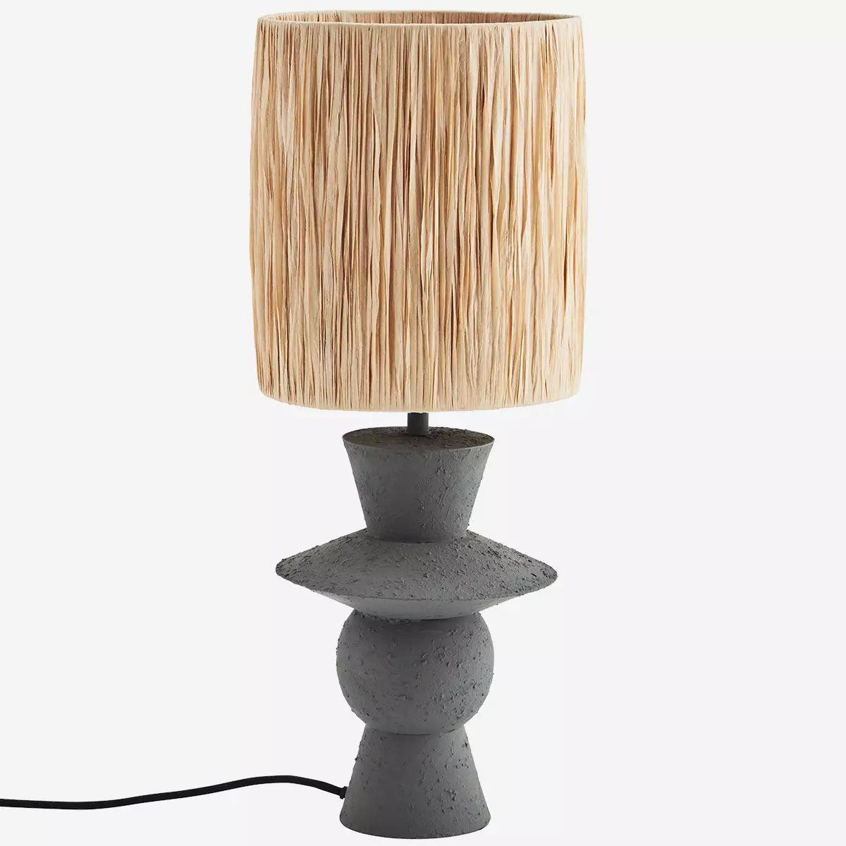Grey Iron & Raffia Lamp - Flo & Joe