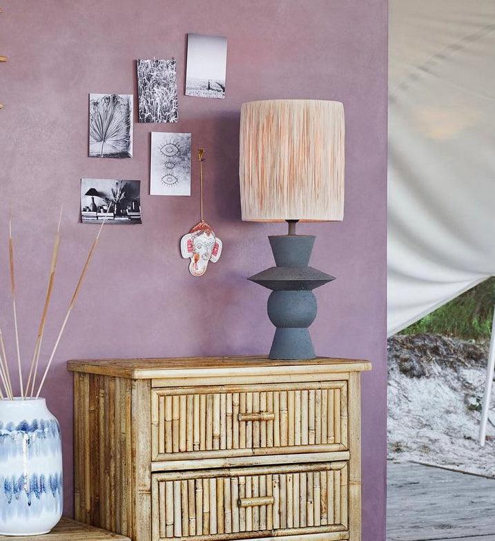 Grey Iron & Raffia Lamp - Flo & Joe