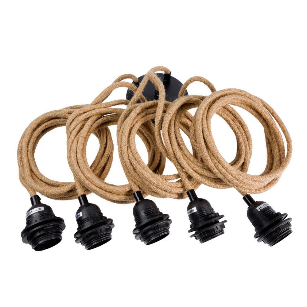Jute ceiling light 5 fittings flo & joe