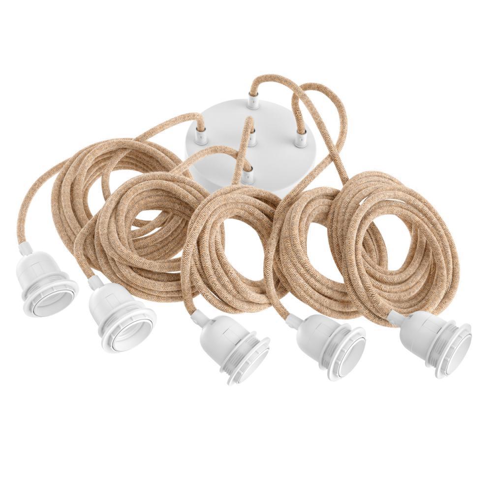 Jute Ceiling Light - 5 Fittings - White - Flo & Joe