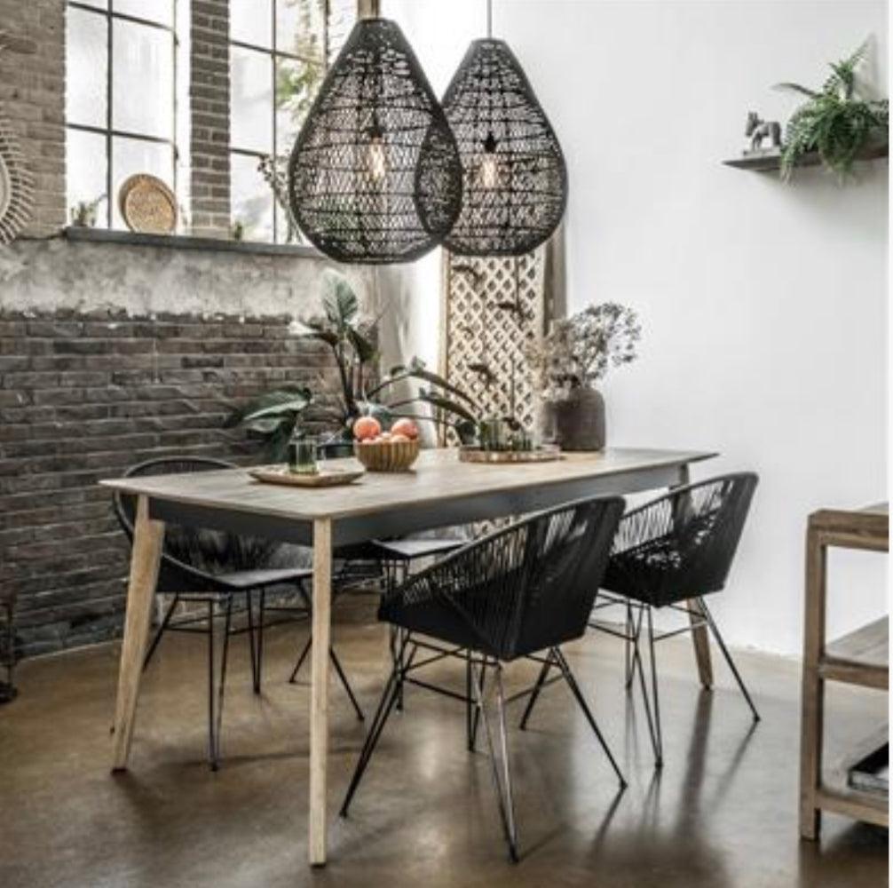 Large teardrop black rattan pendant light shade flo & joe