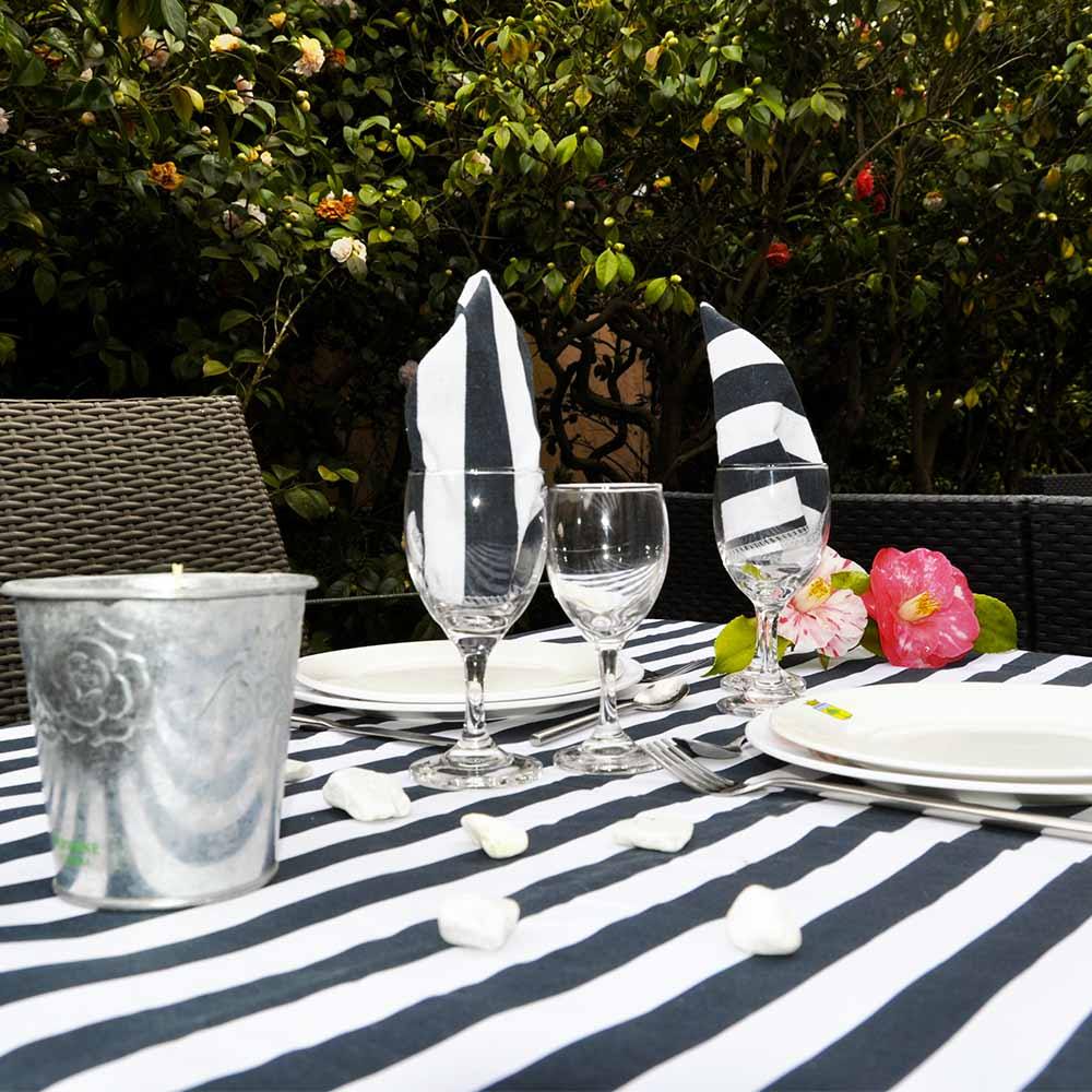 Marine Blue Striped Picnic Blanket / Tablecloth with Carrier - Flo & Joe