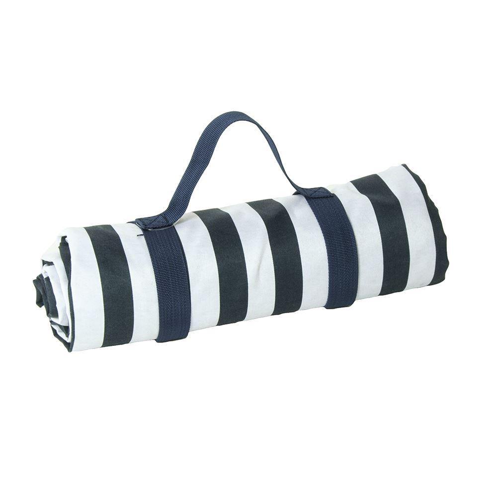 Marine Blue Striped Picnic Blanket with Carrier - Flo & Joe