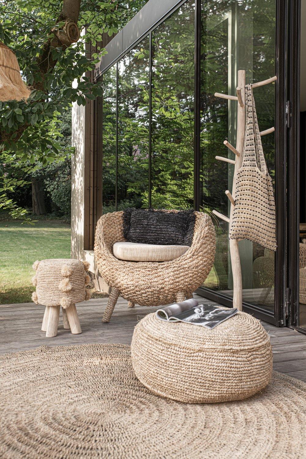 Natural Raffia Pouffe - Flo & Joe