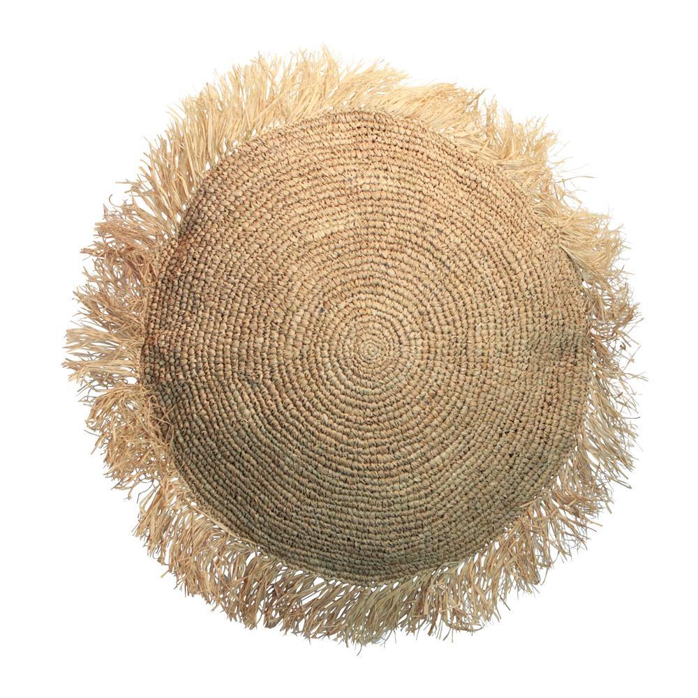 Natural Raffia Round Cushion  Cover - 60x 60cm - Flo & Joe