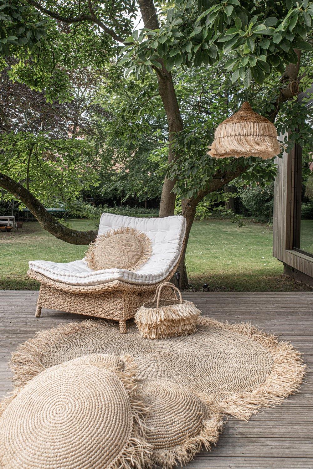 Natural Raffia Round Cushion  Cover - 60x 60cm - Flo & Joe