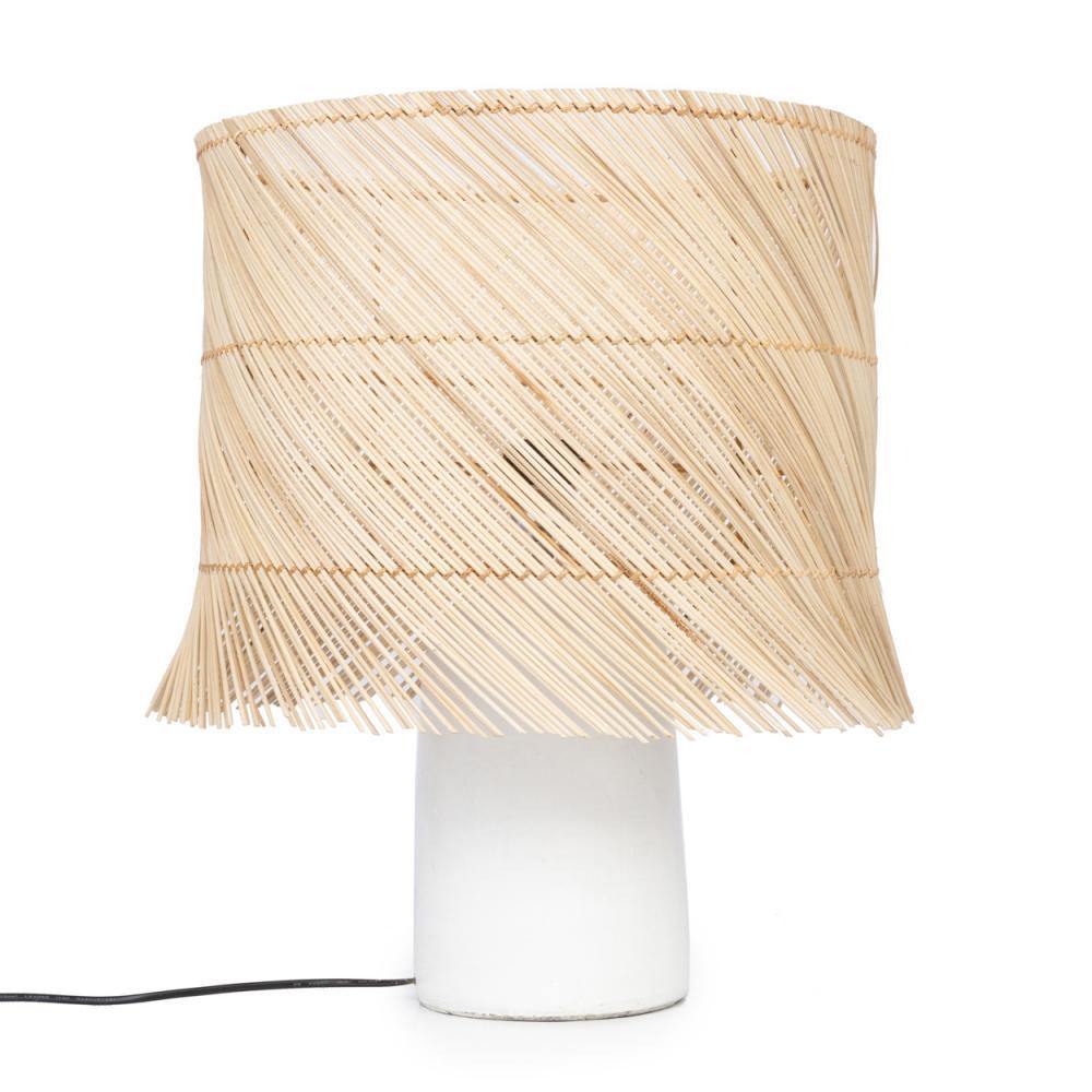 Natural Rattan Lamp with White Base - Flo & Joe