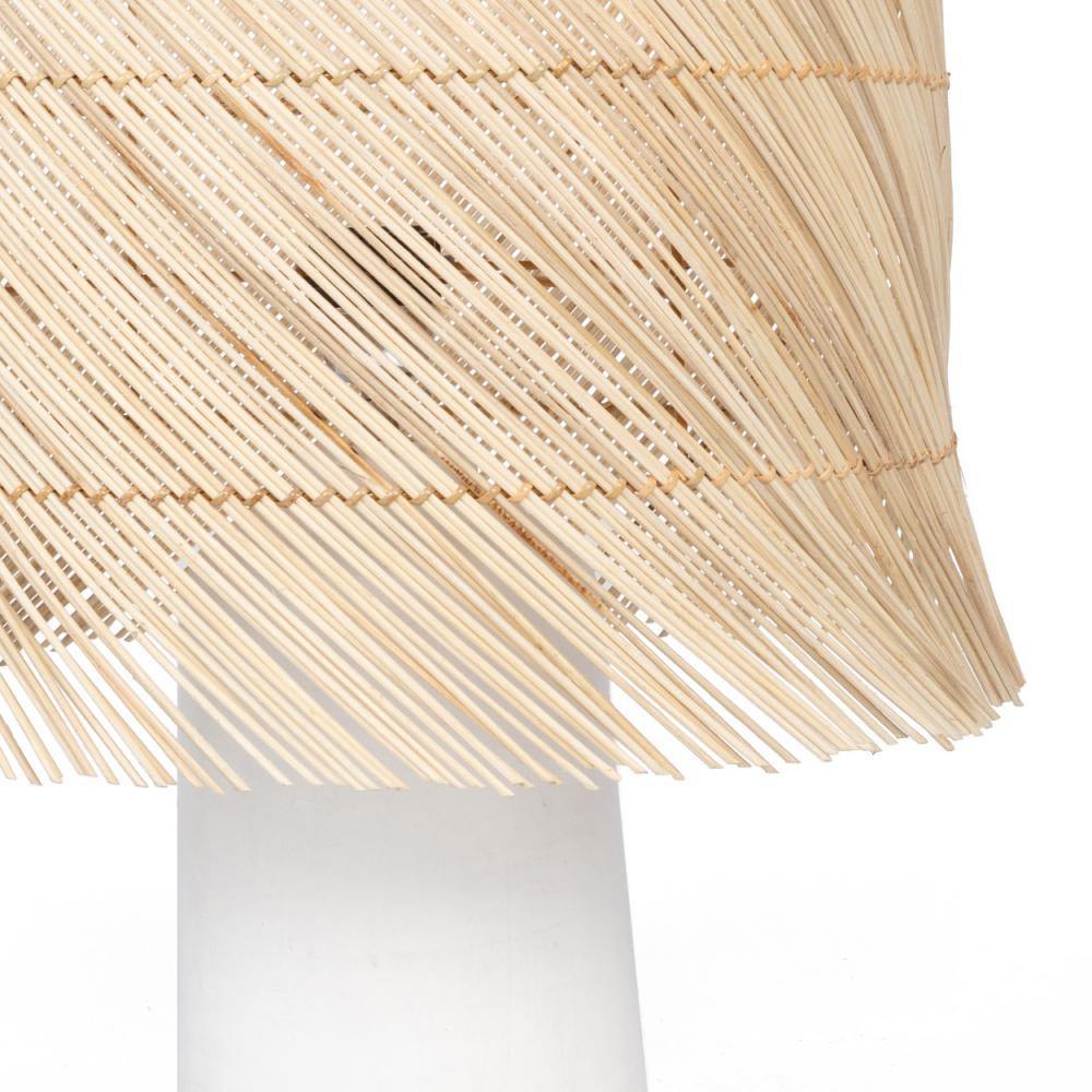 Natural Rattan Lamp with White Base - Flo & Joe