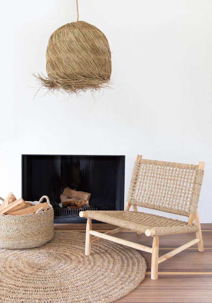 Natural Teak Sisal Lounge Chair - Flo & Joe