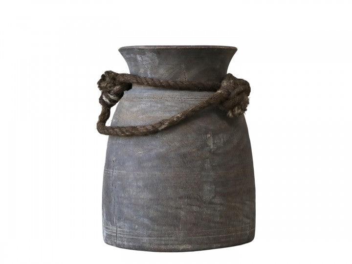 Old indian wooden vase flo & joe