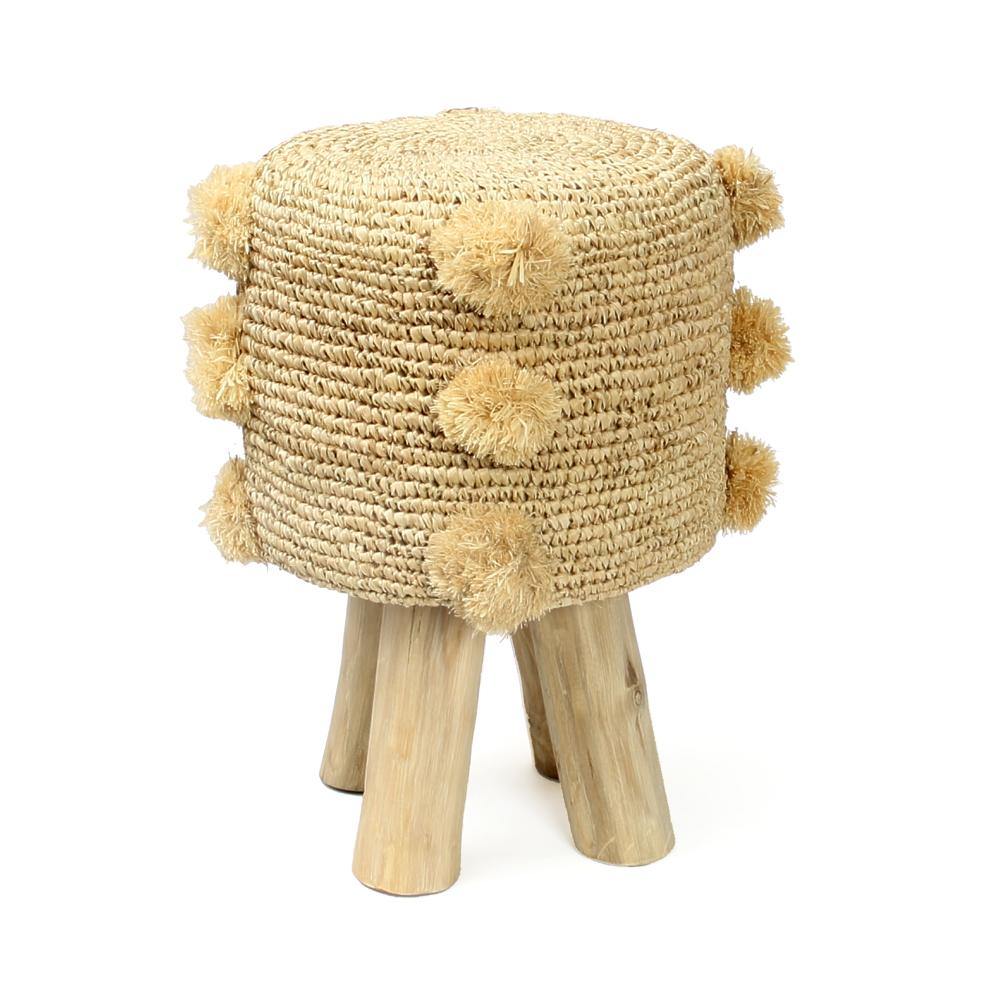 Raffia Pom Pom Stool - Flo & Joe