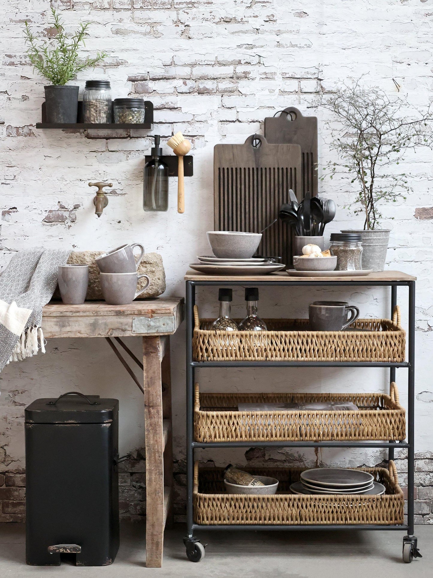 Rattan Tray Trolley - Flo & Joe
