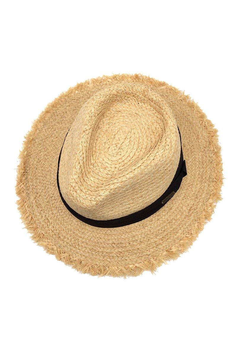 Raw Edge Grey Ribbon Raffia Panama Hat - Flo & Joe