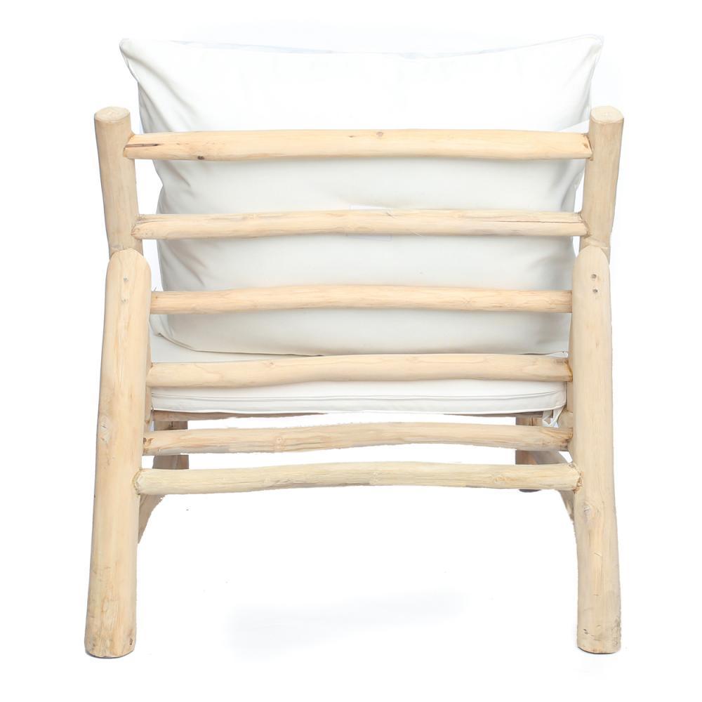 Teak Cushioned Lounge Chair - Ivory - Flo & Joe