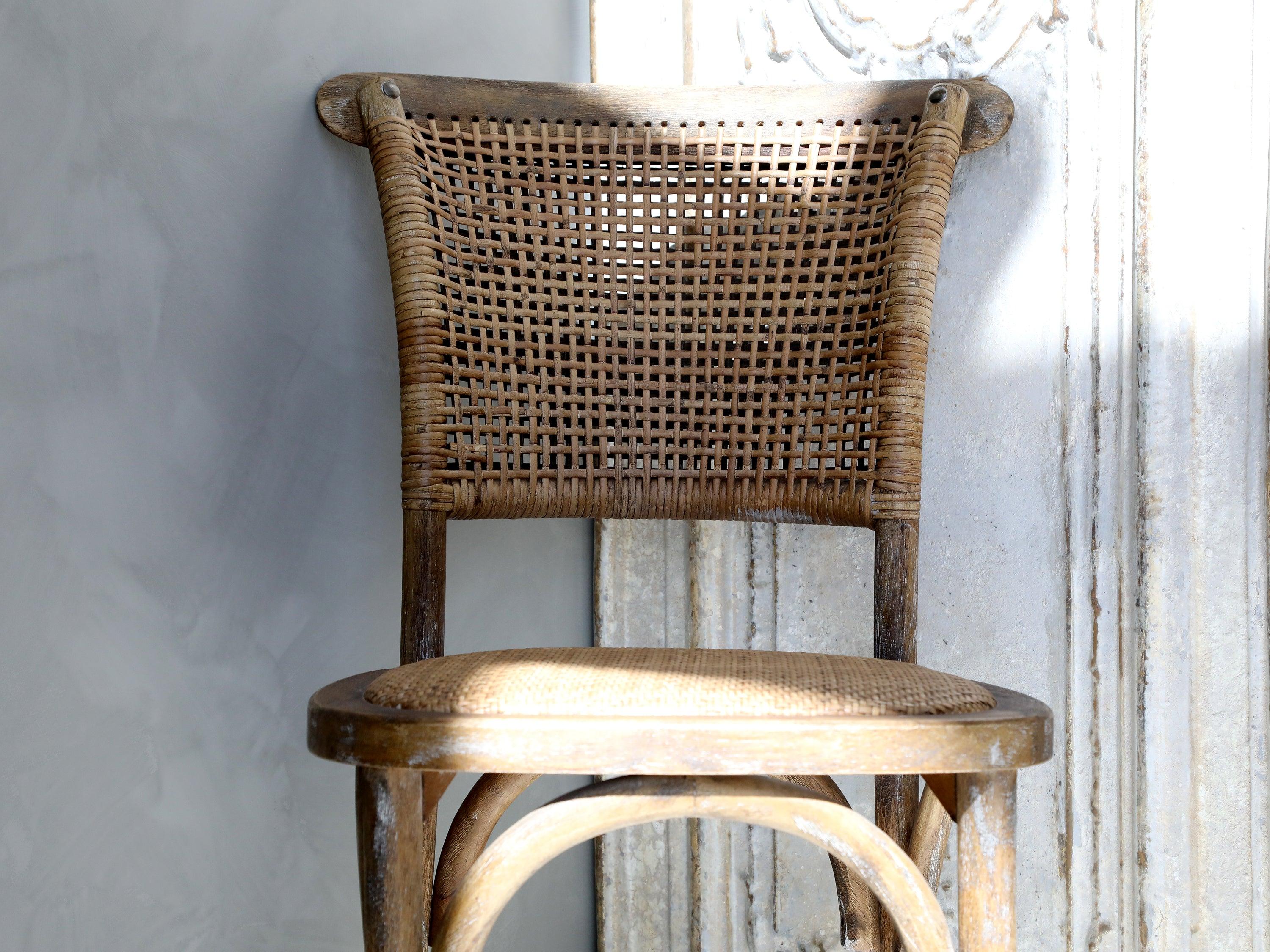 Wood and rattan dining chais and furniture - rustic style