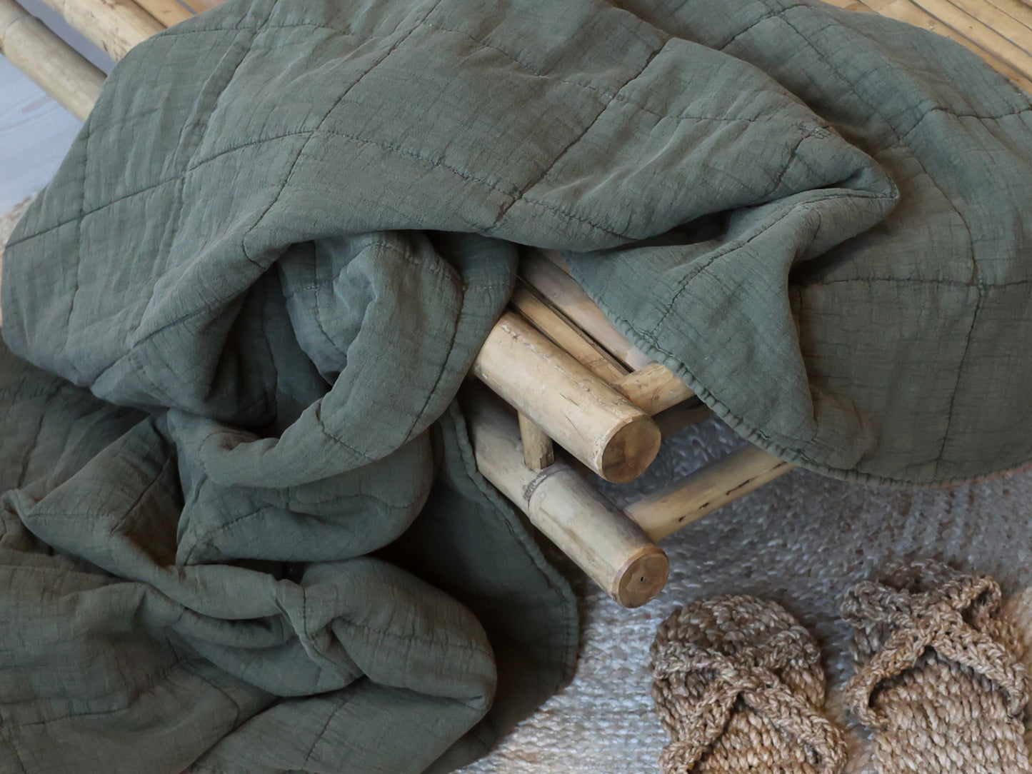 Stonewashed Forest Green Quilt
