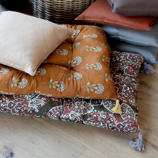 Cotton Mattress - Terracotta Print