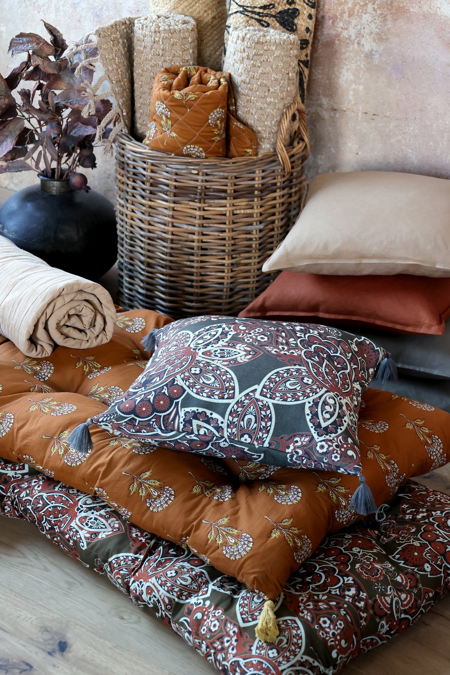 Cotton Mattress - Terracotta Print
