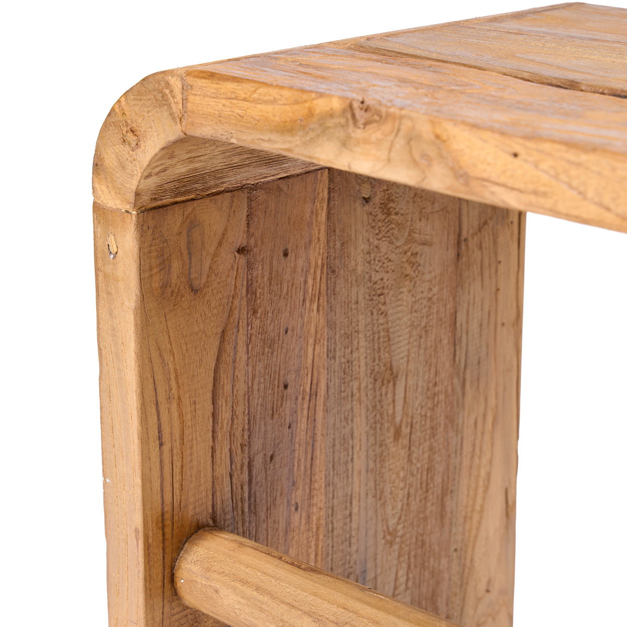 space saving bed side table in teak wood profile