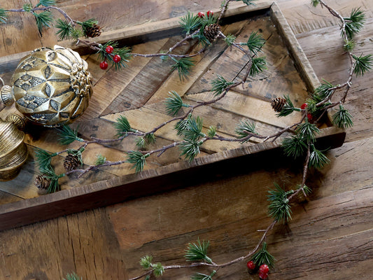 Pine Cone & Cedar Garland with Berries