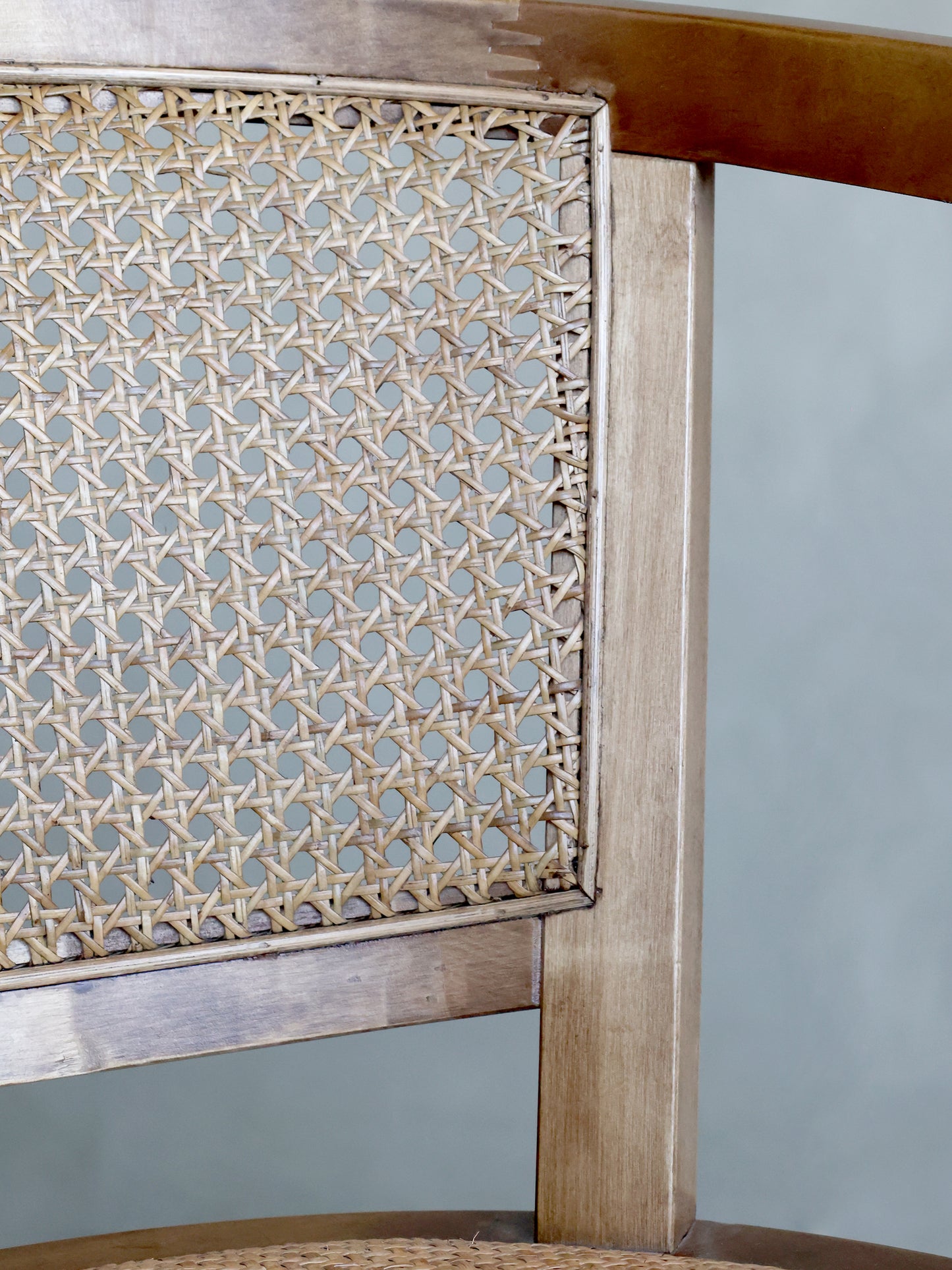 French Wicker Swivel Desk Chair