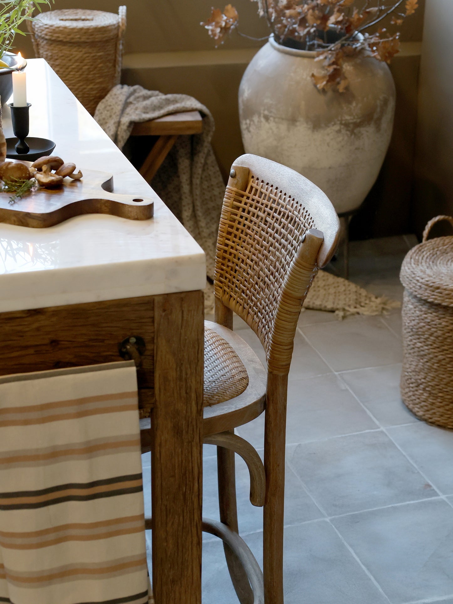 French Wicker Counter Stool / Chair