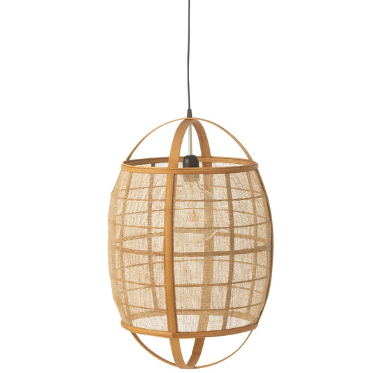 Natural Linen Lantern Pendant Light - Medium
