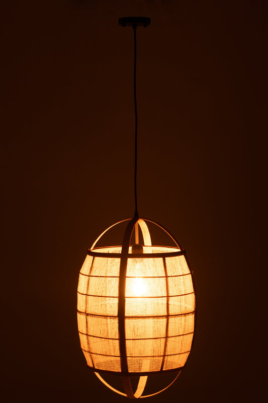 Natural Linen Lantern Pendant Light - Medium