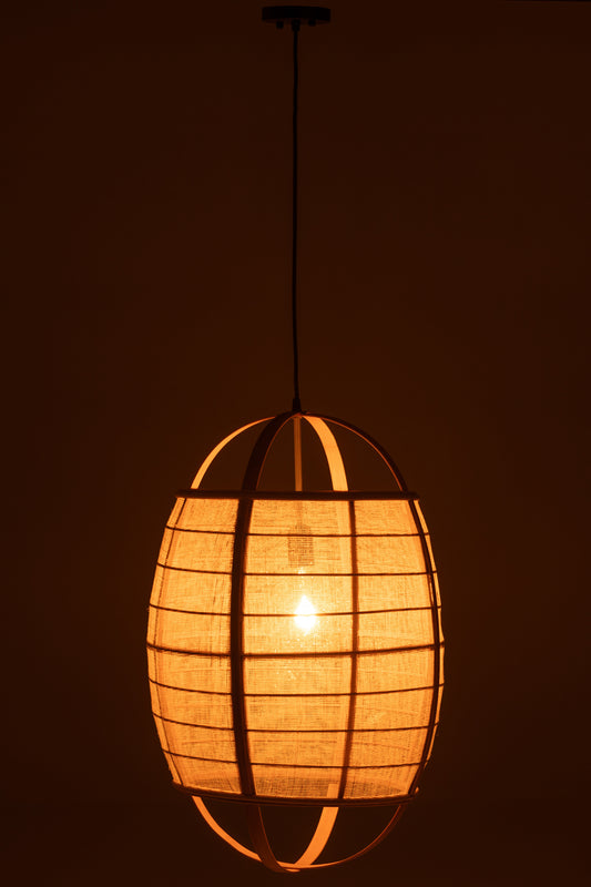 Natural Linen Lantern Pendant Light - Large