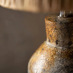 Close-up of a textured lamp base with a blurred background
