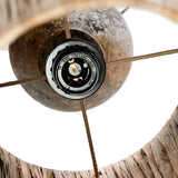 Close-up of a table lamp with a metallic e27 bulb holder on a white background