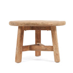 Wooden stool with a natural finish on a white background