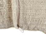 Close-up of a textured fabric with a zipper on a white background