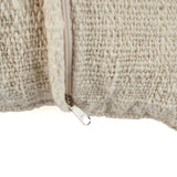 Close-up of a textured fabric with a zipper on a white background