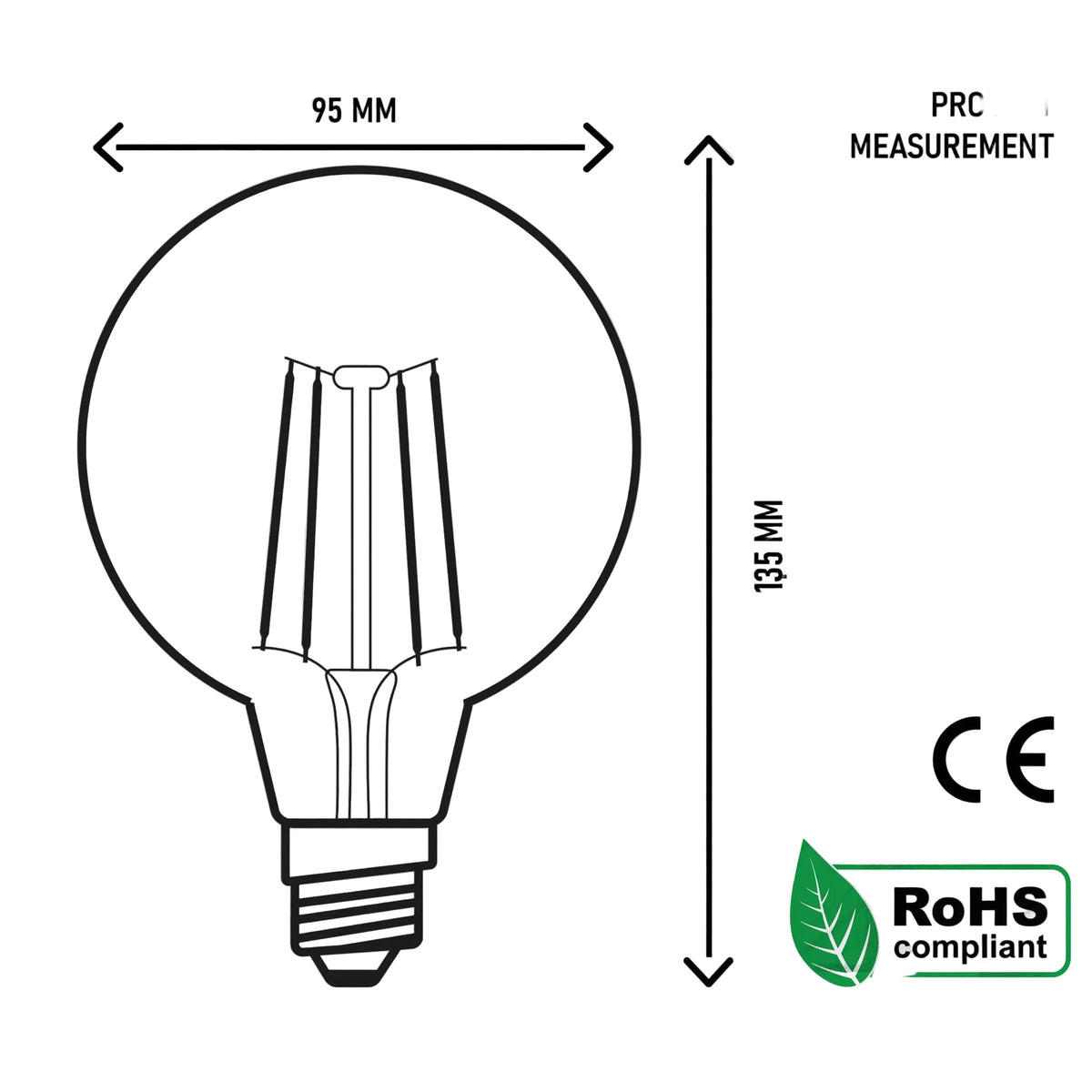 G95 dimmable antique globe bulb  amber