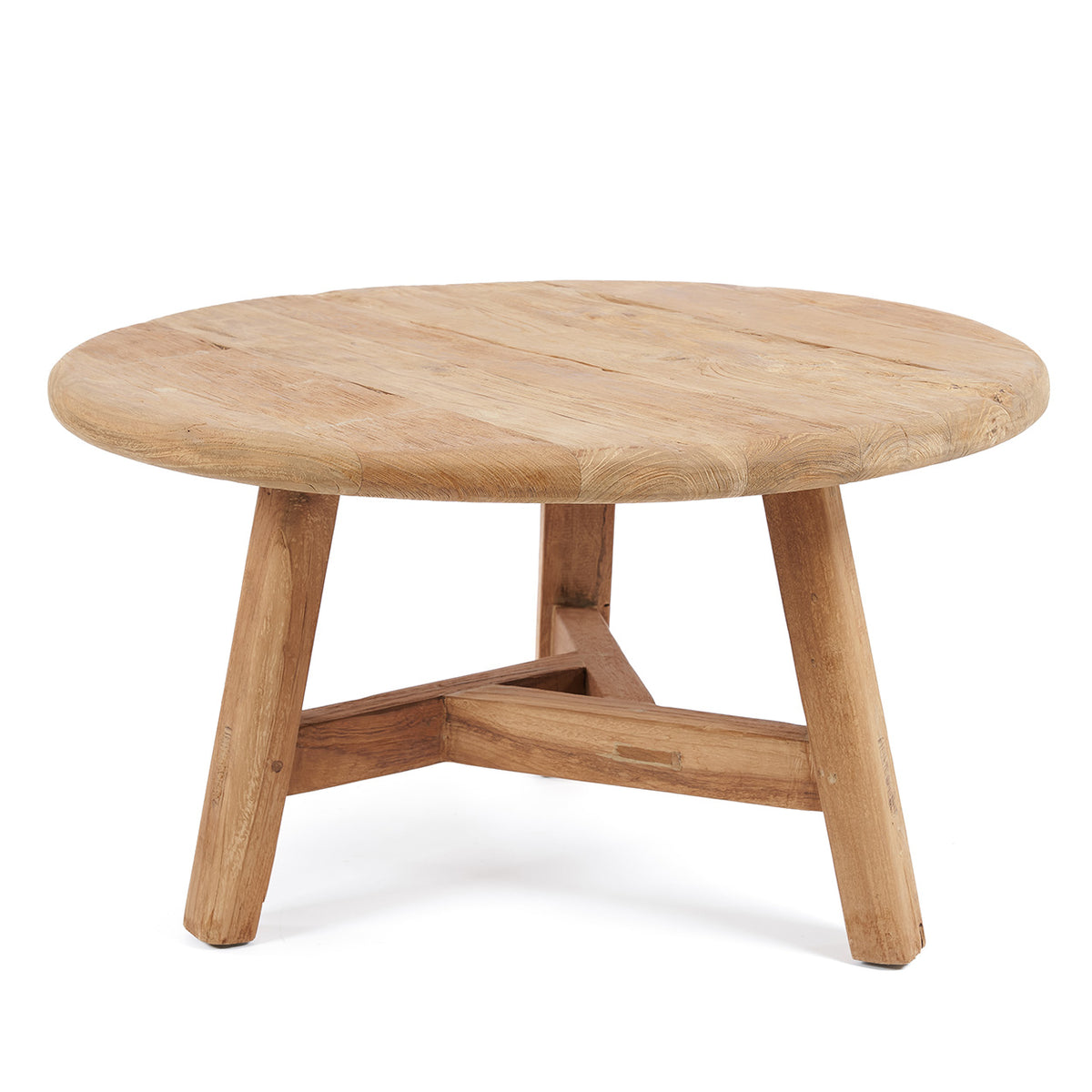 Wooden coffee table on a white background