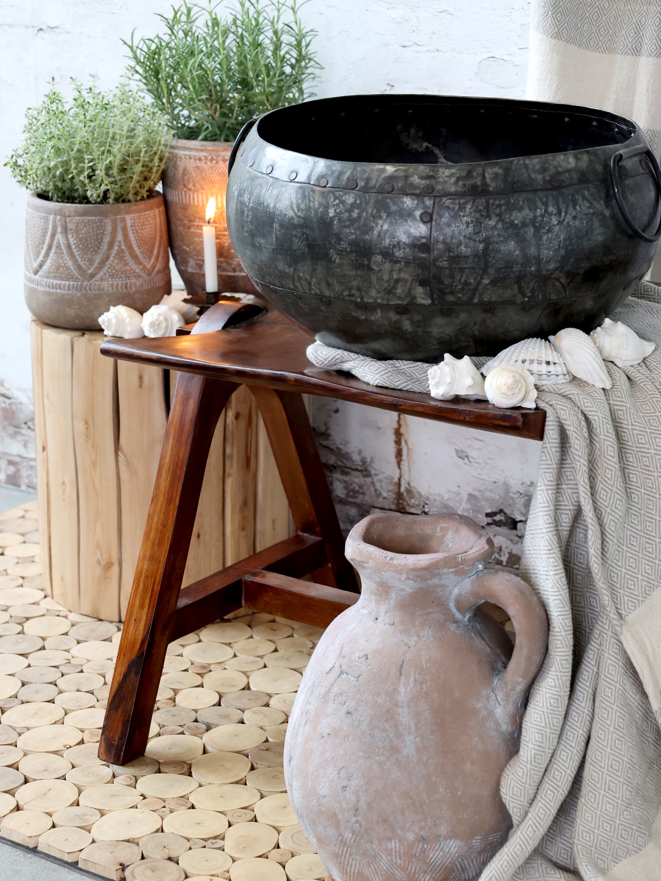 Antiqued Metal  Pot - Flo & Joe