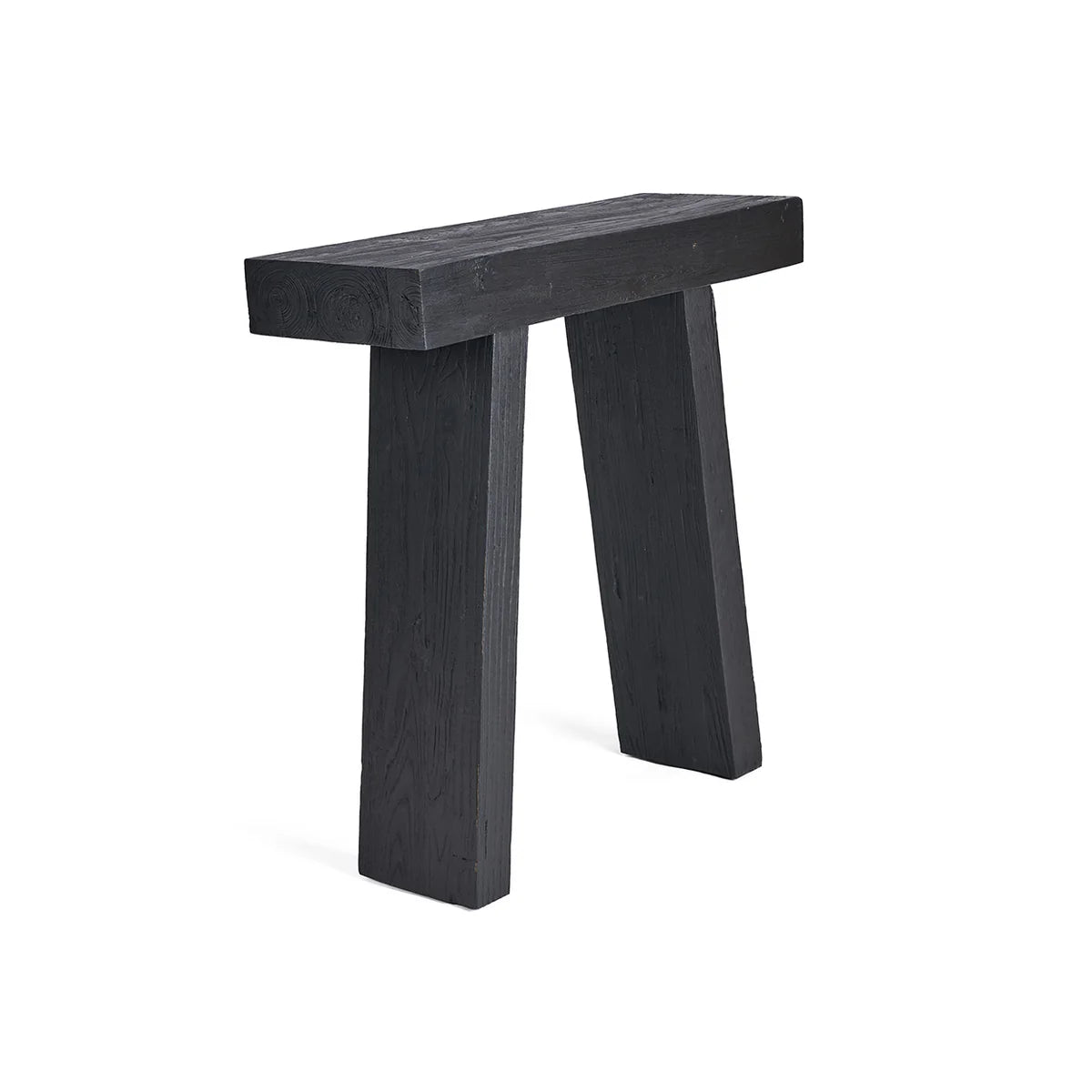 Black wooden console table on a white background