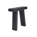 Black wooden console table on a white background