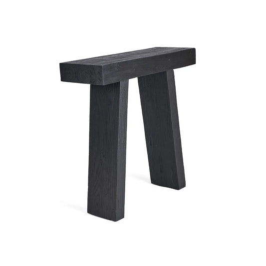 Black wooden console table on a white background
