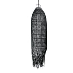 Black woven rattan large  pendant light on a white background