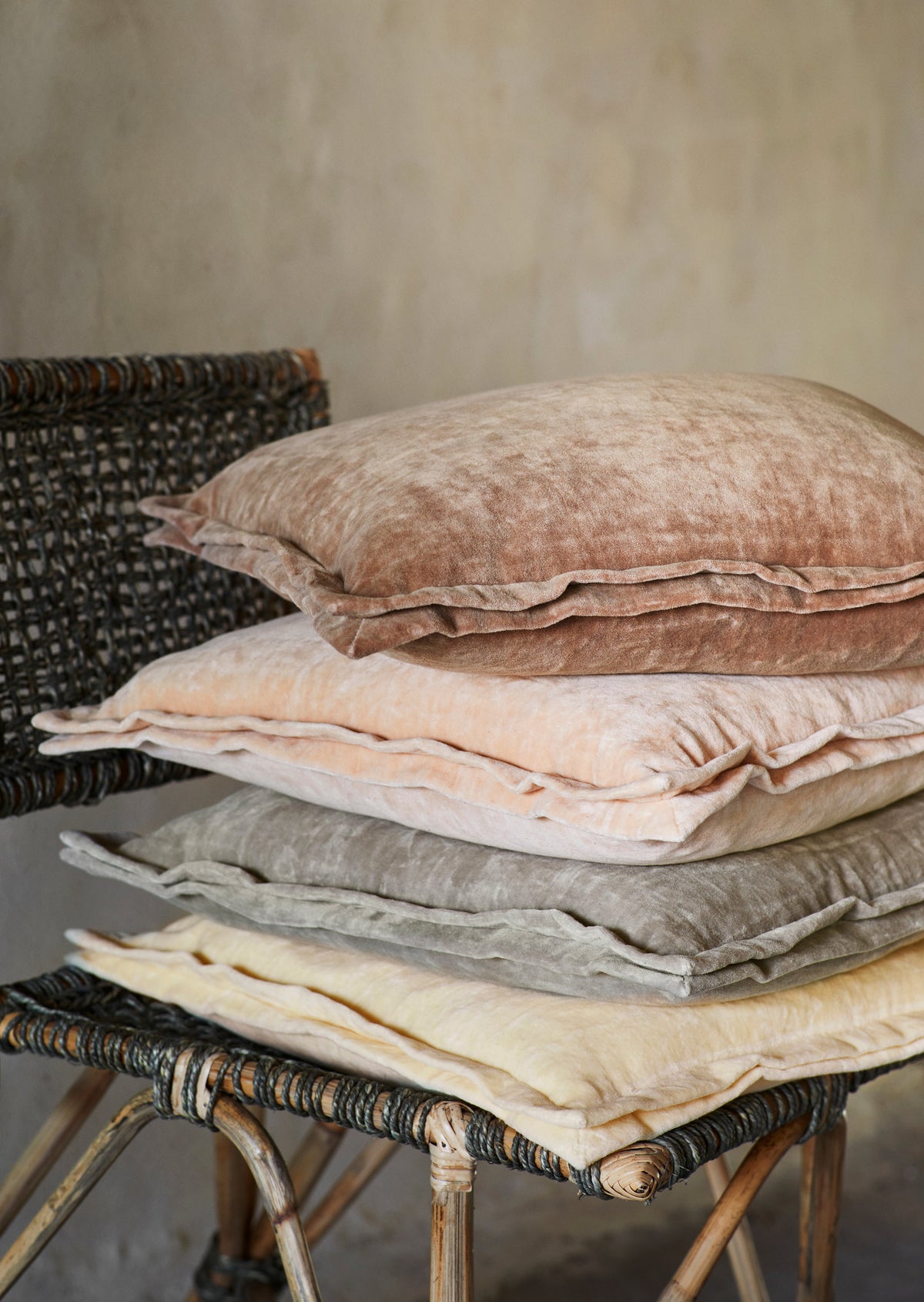 Blush pink velvet cushion cover