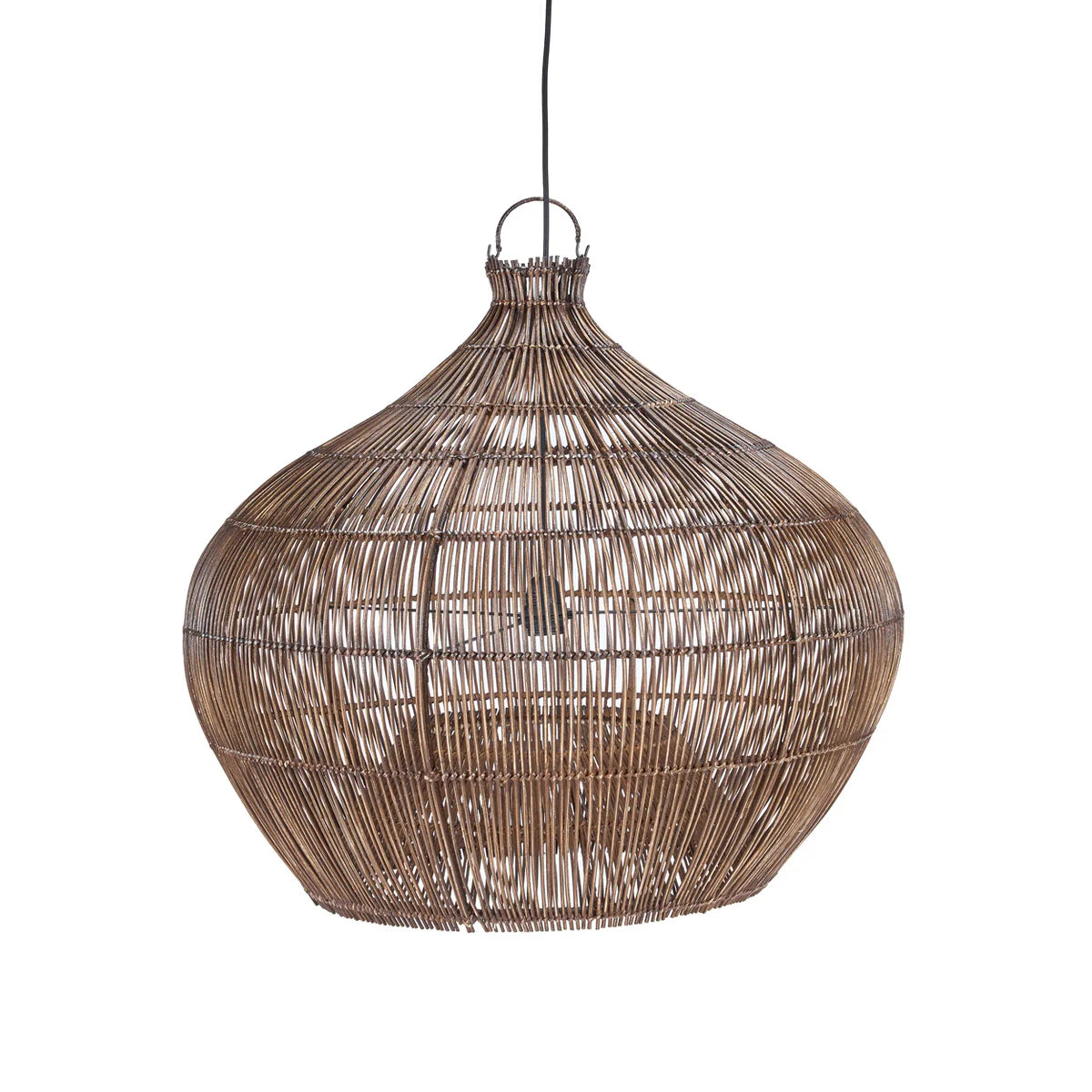 Large dark rattan lobster pot light shade    natural handmade ceiling pendants   flo & joe uk
