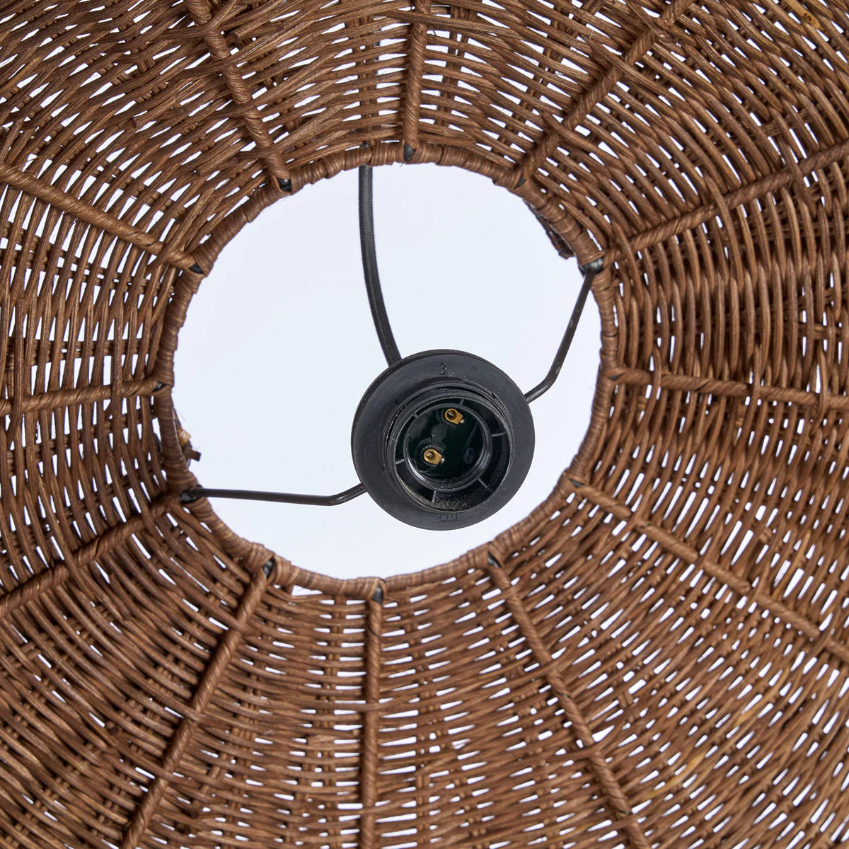 Close up of a wicker  pendant light w