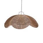 extra large dark Woven rattan pendant light on a white background